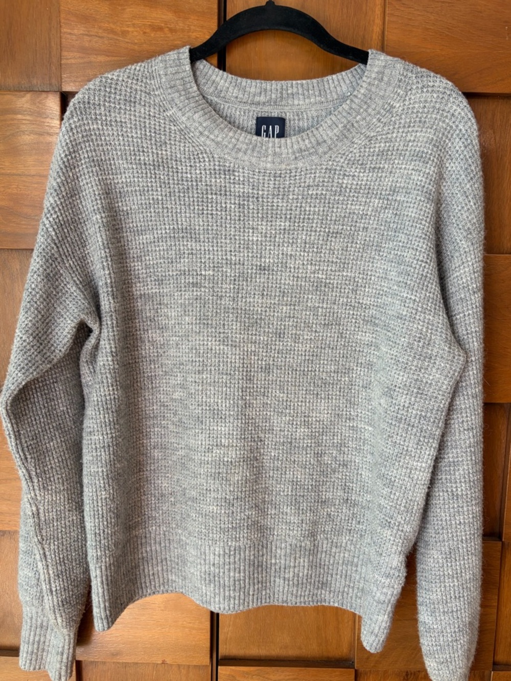 GAP Heather Gray Ribbed Knit Crewneck Sweater